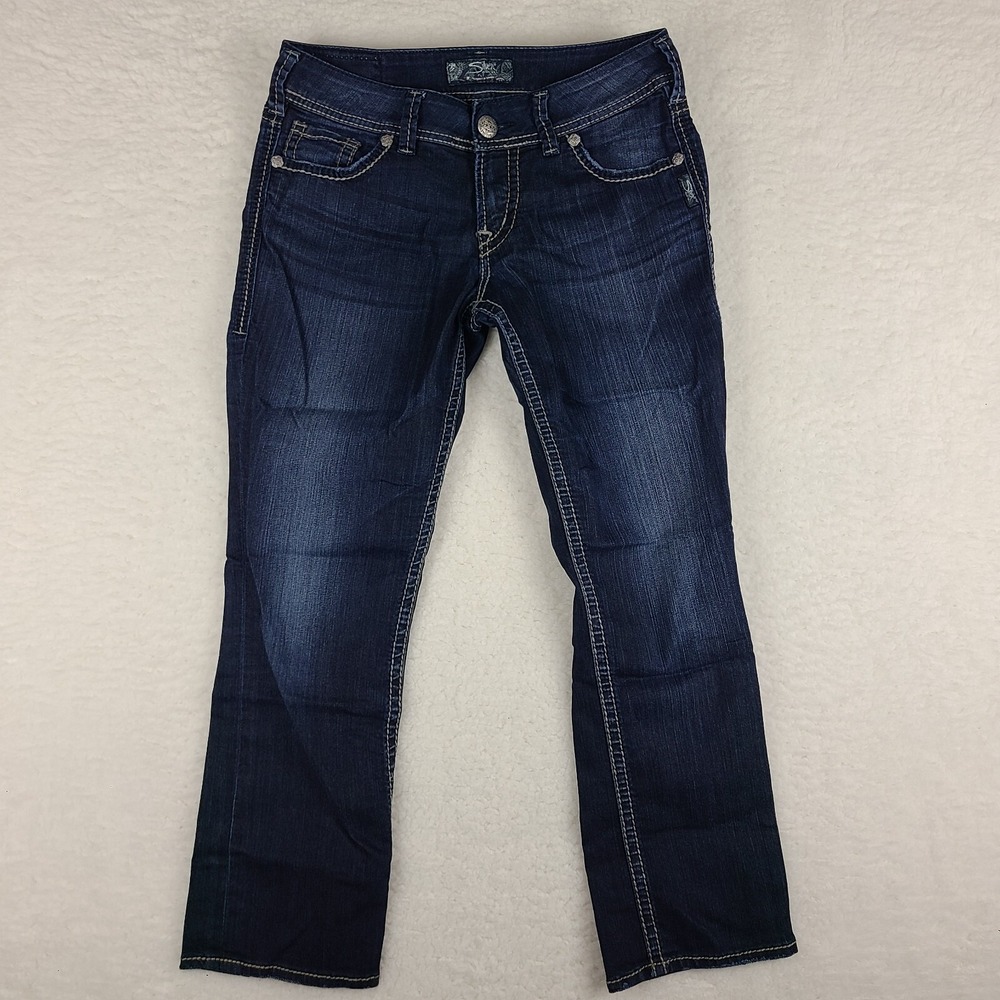 Silver Jeans Womens 28 Blue Suki Capri Dark Wash Denim